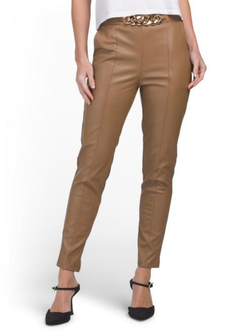 VENTI Camel Made In Italy Skinny Pants With Chain Belt